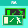 Знак E08 «Направление к эвакуационному выходу налево вниз» (фотолюминесцентная пленка, 300х150 мм)